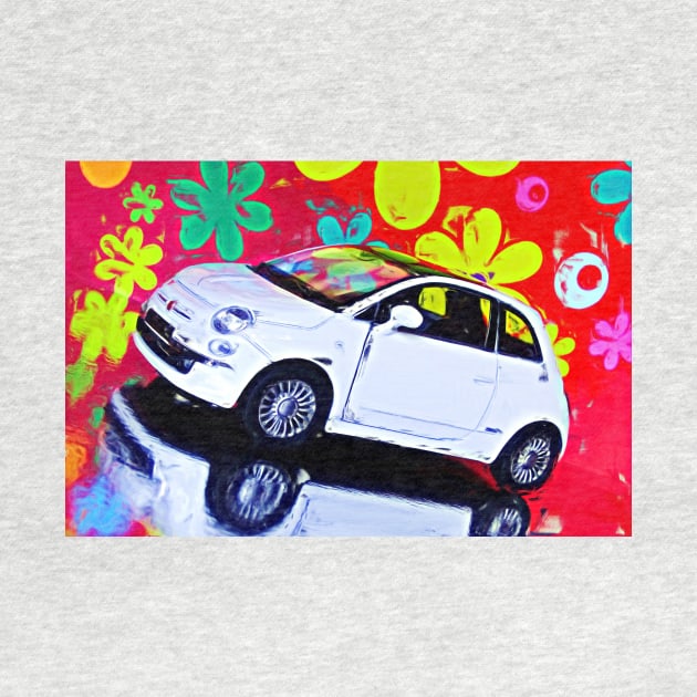 White Fiat 500 surrealism by DeVerviers